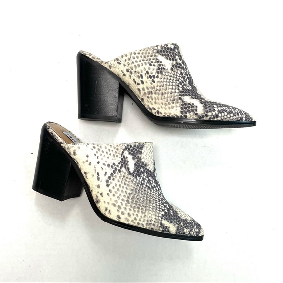 Steve Madden Savina Snakeskin Leather Heeled Mules - Picture 4 of 8